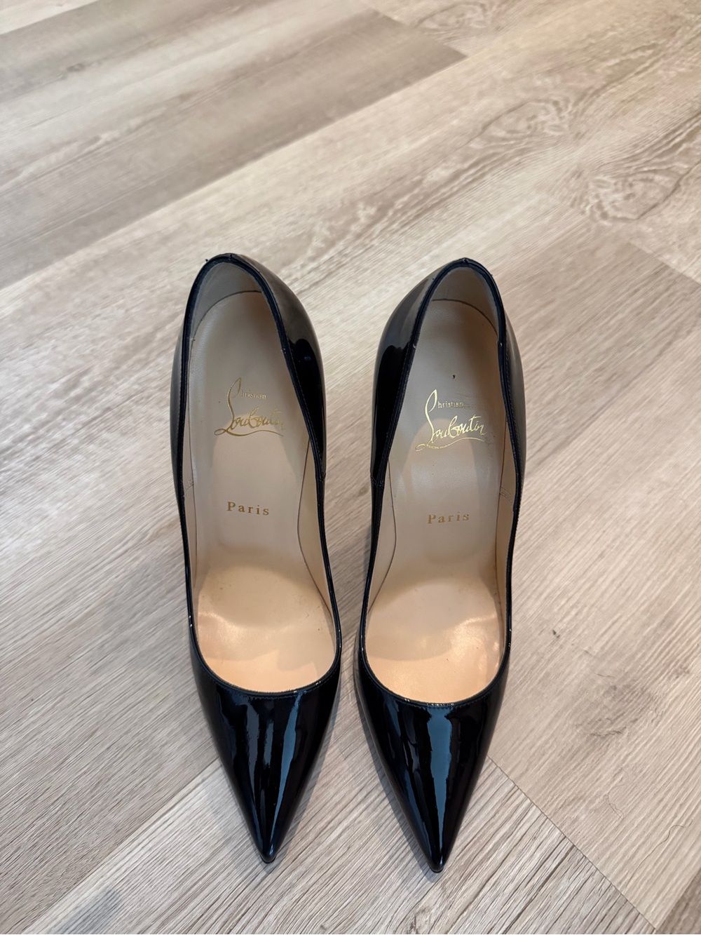 Christian Louboutin Black Patent Pointed Toe Stiletto Pumps